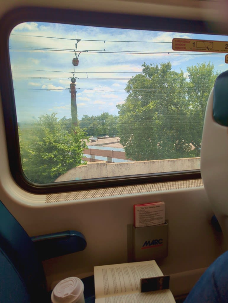 View of Baltimore out a train window.