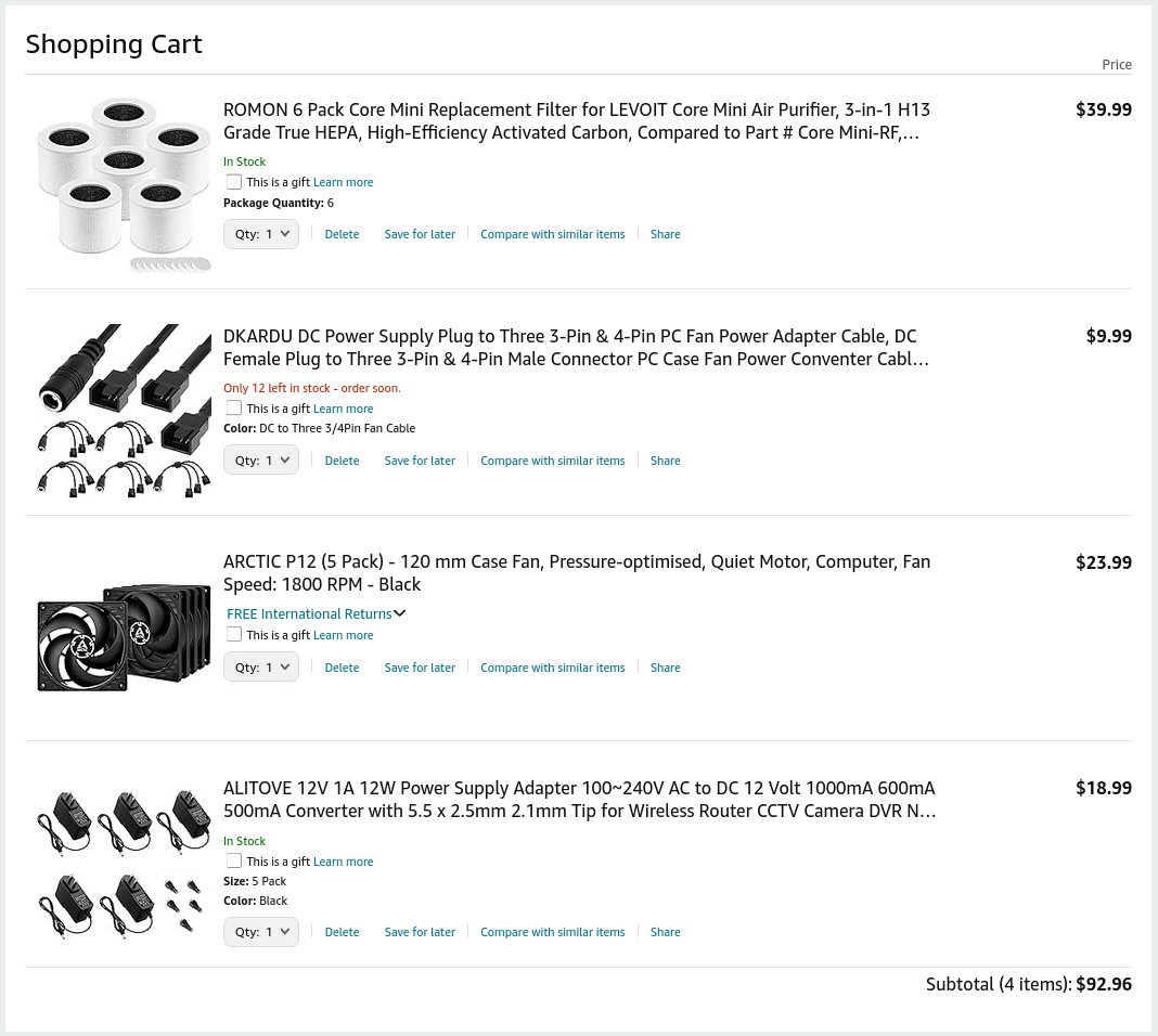 Note: You could instead spend a few more bucks to get the Arctic P14 (which is a bit bigger but 50% better in turns of CFM).