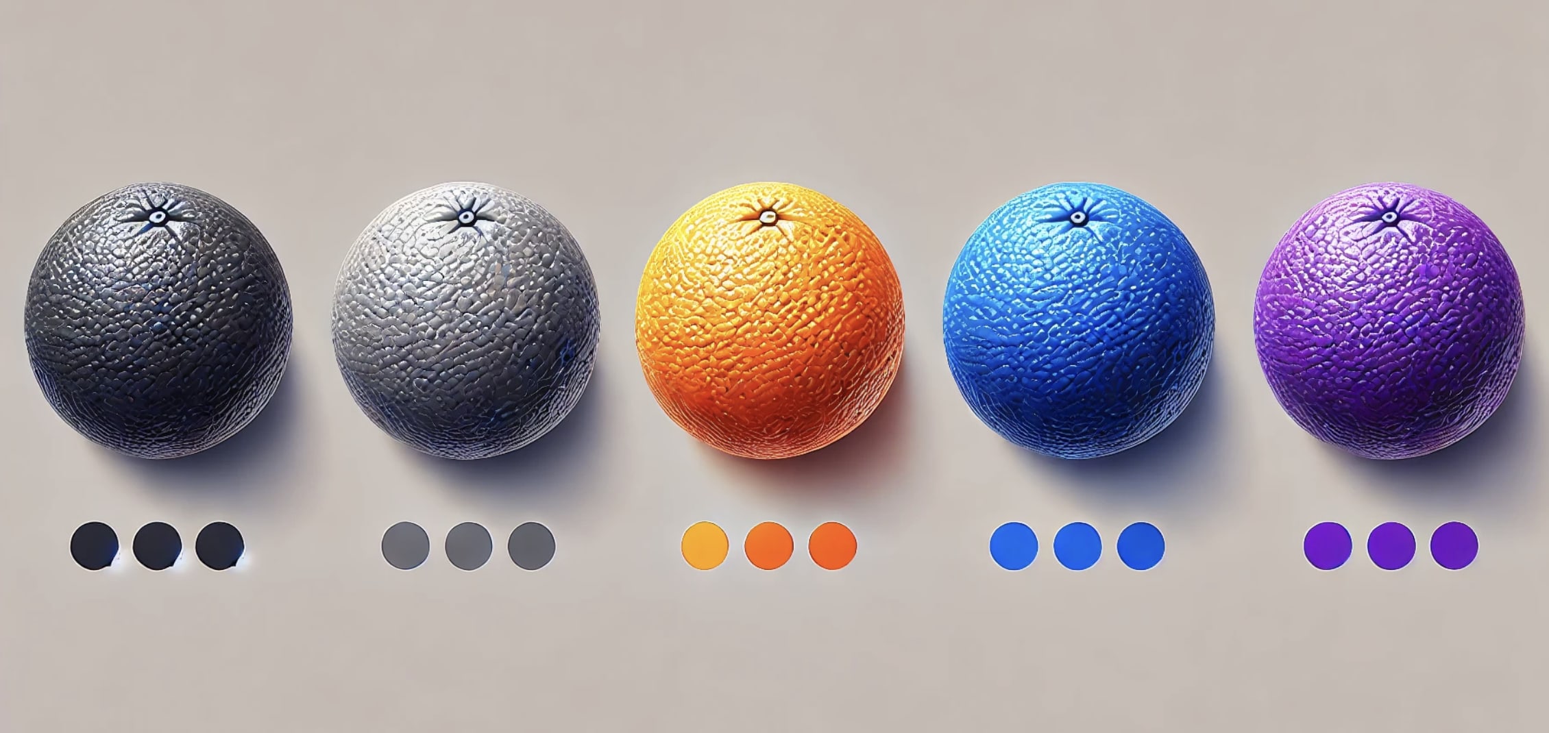 Oranges of different colours